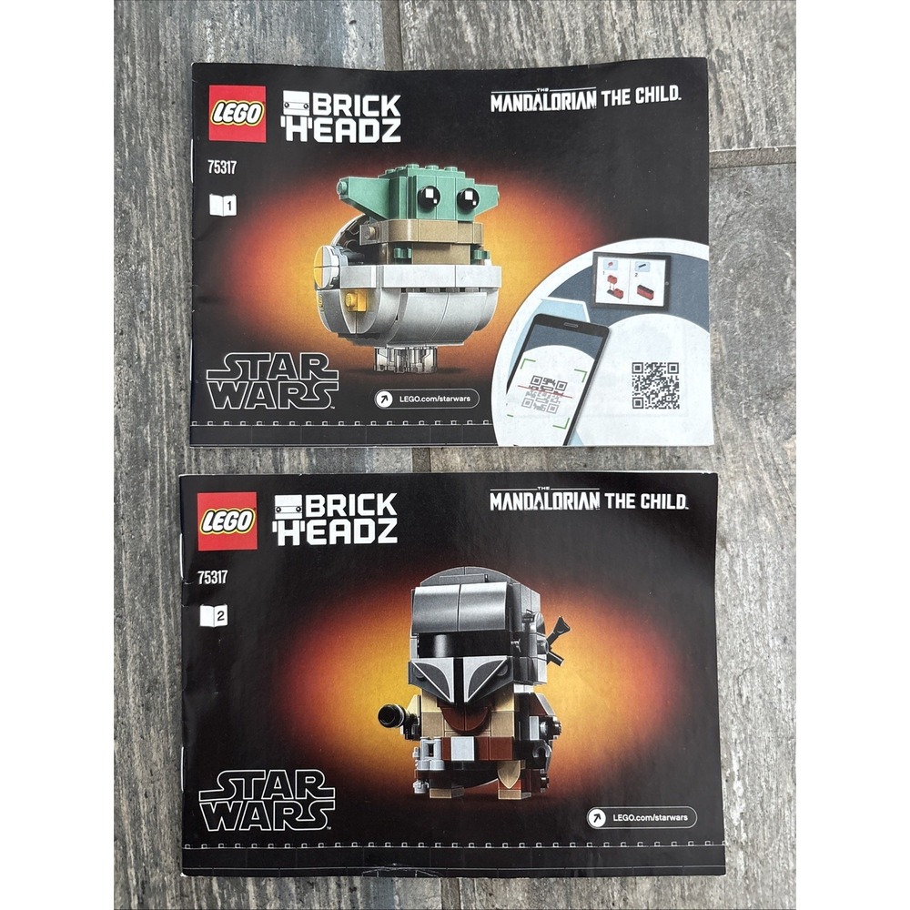 Lego Star Wars 75317 Booklet 1 & 2 Brick Headz Mandalorian The Child MANUAL Only
